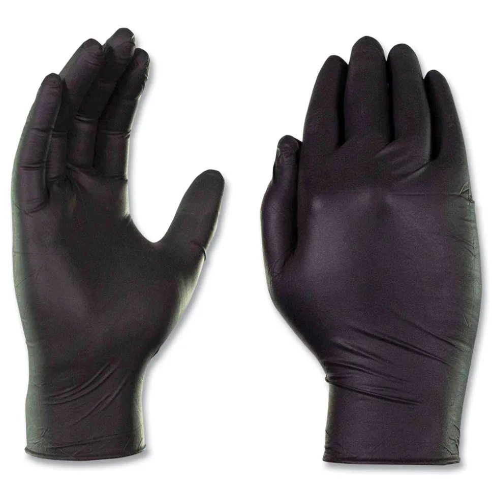 Ammex Nitrile Exam Gloves, Powder-Free, 3 mil, Small, Black, 100/Box, 10 Boxes/Carton