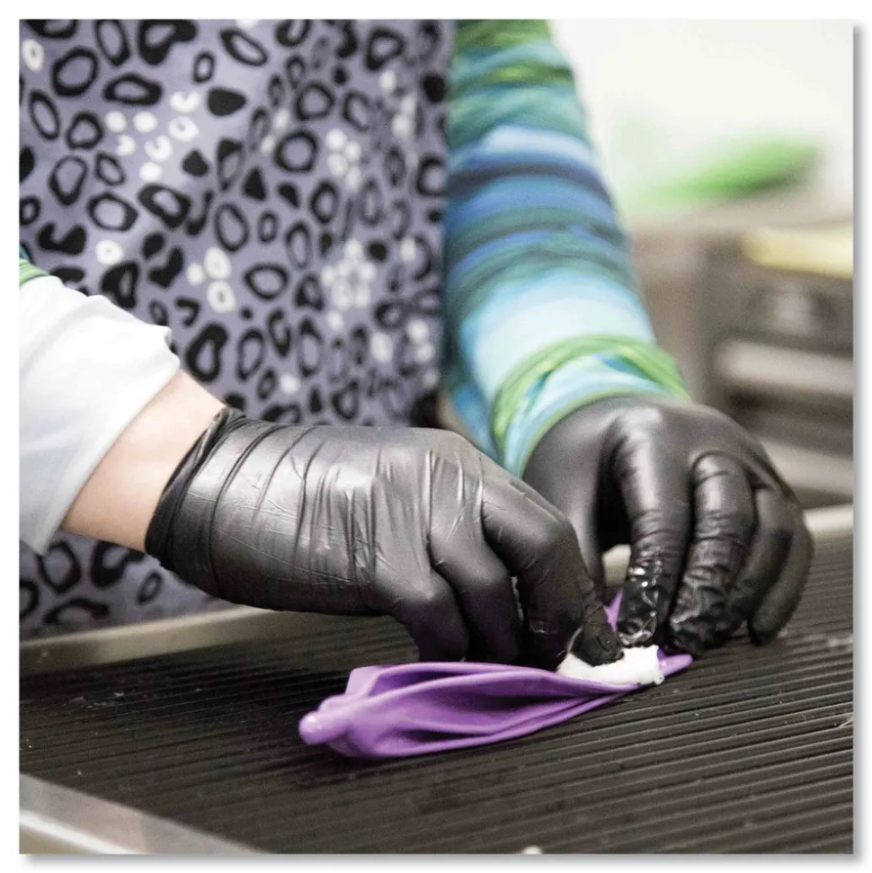 Ammex Nitrile Exam Gloves, Powder-Free, 3 mil, Small, Black, 100/Box, 10 Boxes/Carton