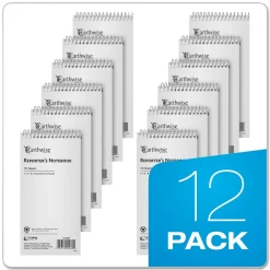 Ampad Earthwise by Ampad 4 x 8 Gregg Rule Recycled Reporter's Notepad - White Cover/White Sheets