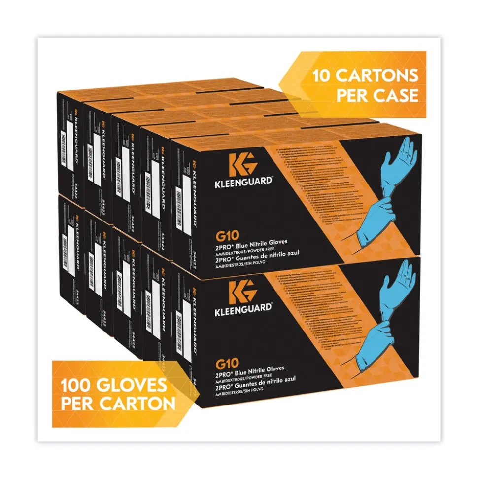 Ansell 6 mil Thick 9.5 in. Long Powder-Free G10 2PRO Nitrile Gloves - Medium, Blue (100/Box, 10 Boxes/Carton)