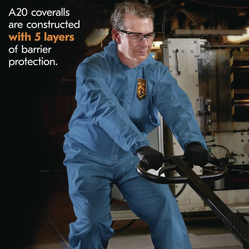 Ansell A20 Breathable Particle Protection Coveralls - 2X-Large, Blue (24/Carton)