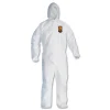 Ansell A20 Elastic-Back, Cuff, and Ankles Hooded Coveralls - Quadruple Extra Large, White (20/Carton)