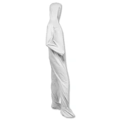 Ansell A40 Elastic-Cuff, Ankle, Hood and Boot Coveralls - 4X-Large, White (25/Carton)
