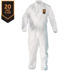 Ansell A20 Zip Front, Elastic-Back, Wrists, and Ankles Breathable Particle Protection Coveralls - Quadruple Extra Large, White (20/Carton)