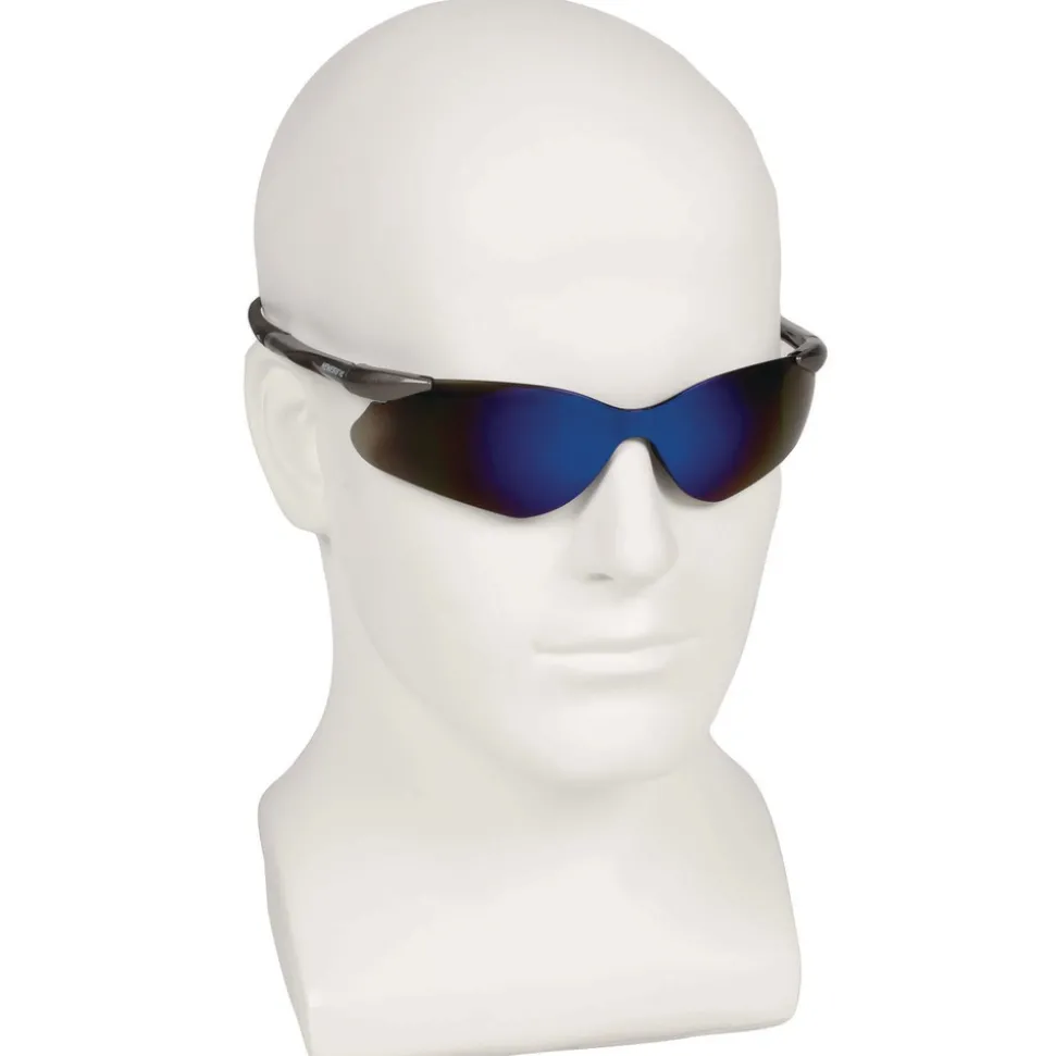 Ansell Nemesis Safety Glasses - Gunmetal Nylon Frame, Blue Polycarbonate Lens