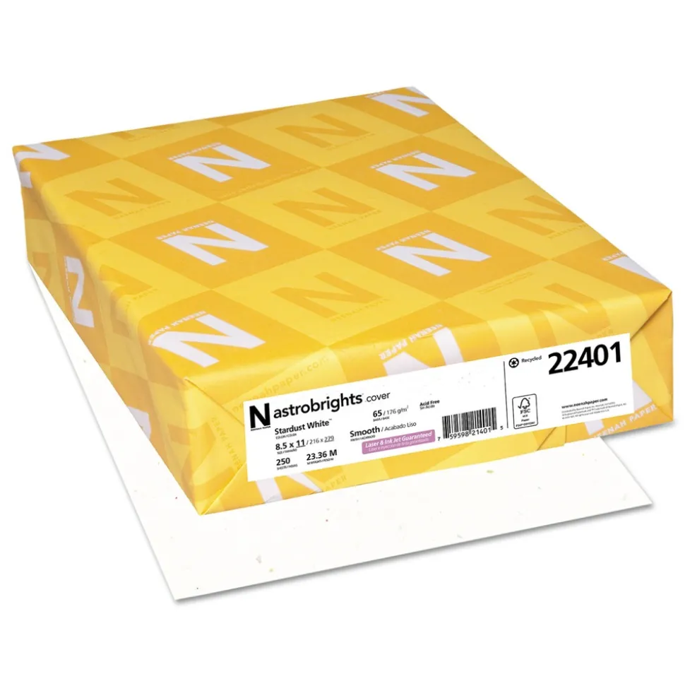 Astrobrights 8.5 in. x 11 in. 65 lbs. Cover Weight Color Cardstock - Stardust Flecked White (250/Pack)