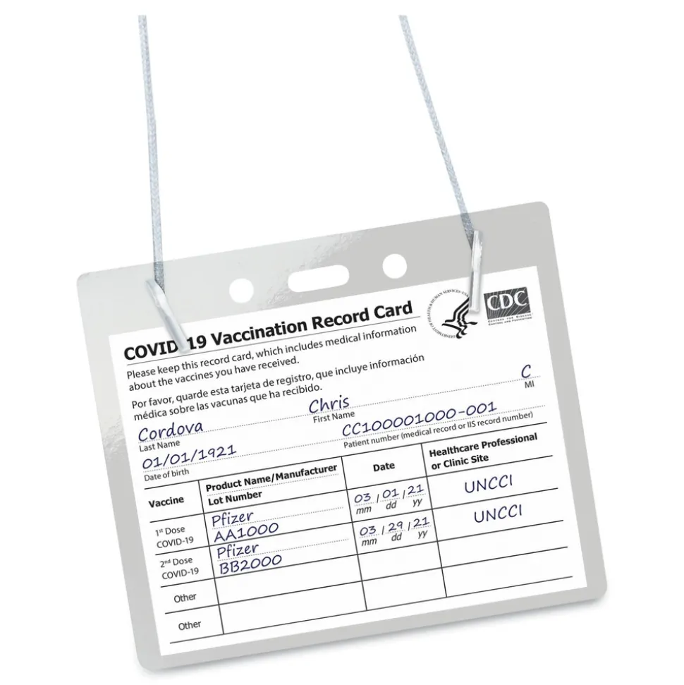 Avery 4 in. x 3 in. Horizontal Secure Top Hanging-Style Badge Holders - Clear (100/Box)