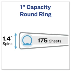 Avery 3 Round Rings 1 in. Capacity 14 in. x 8.5 in. Legal Durable View Binder - White