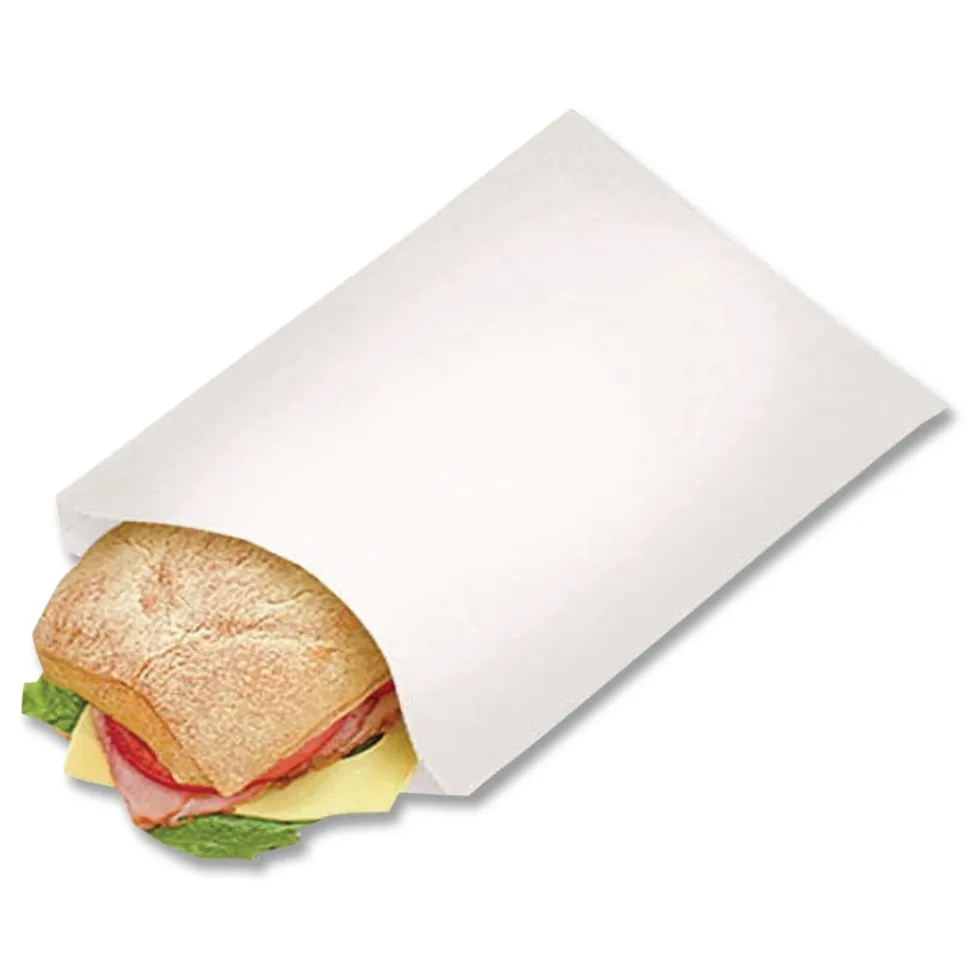 Bagcraft 6 in. x 6.5 in. Grease-Resistant Single-Serve Bags - White (2000/Carton)