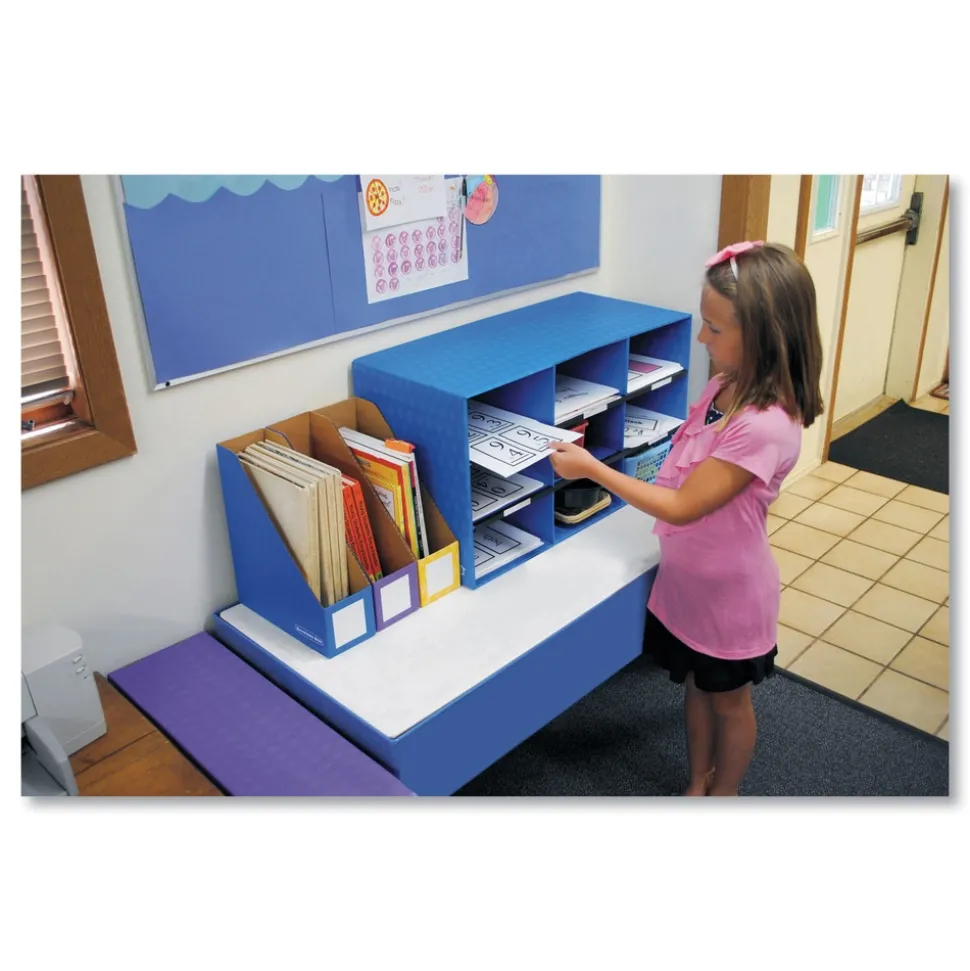 Bankers Box Classroom 28.25 in. x 13 in. x 16 in. 9-Compartment Literature Sorter - Blue (4/Carton)