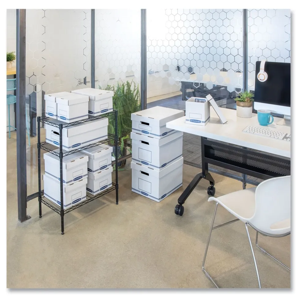 Bankers Box 12.75 in. x 16.5 in. x 10.5 in. Organizer Storage Boxes - X-Large, White/Blue (12/Carton)