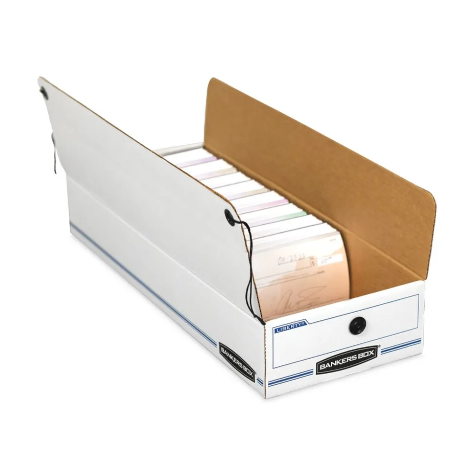 Bankers Box LIBERTY 9.5 in. x 23.75 in. x 4.5 in. Check and Form Boxes - White/Blue (12/Carton)