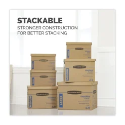 Bankers Box SmoothMove 17 in. x 21 in. x 17 in. Half Slotted Container Classic Moving/Storage Boxes - Large, Brown/Blue (5/Carton)