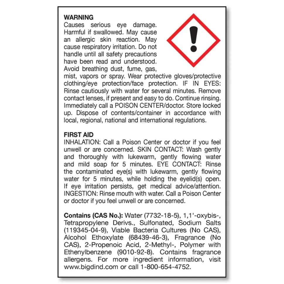 Big D Industries 150000 Enzym D 1-Gal. Digester Liquid Deodorant - Lemon (4/Carton)