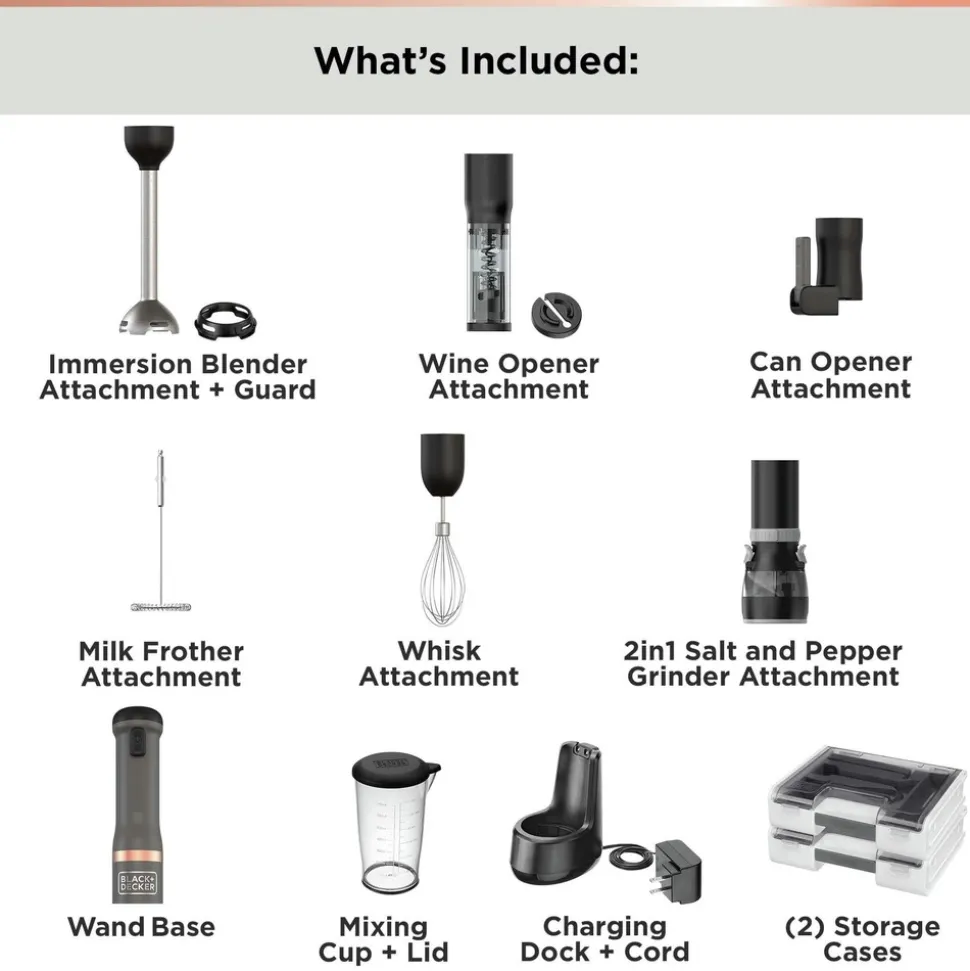 Black & Decker kitchen wand Cordless Blender 6-in-1 Kitchen Multi-Tool - Grey