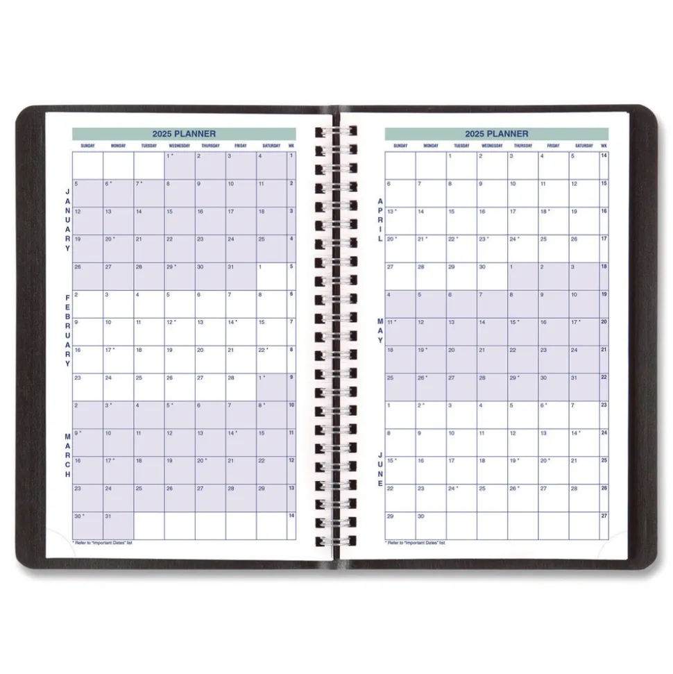 Blueline 12-Month (Jan to Dec): 2026 8 in. x 5 in. Plan and Link Weekly Planner - Black Cover