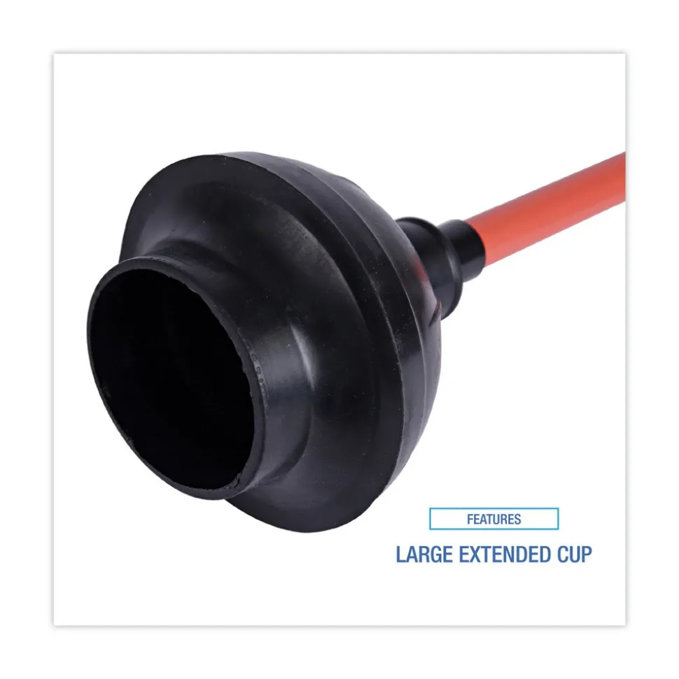 Boardwalk 18 in. Plastic Handle Toilet Plunger for 5-5/8 in. Bowls - Red/Black