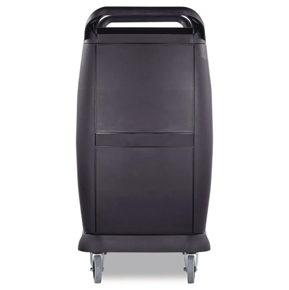 Boardwalk 18 in. x 36.25 in. x 38 in. 300 lb Capacity Plastic Bussing Cart with 3 Shelves - Black