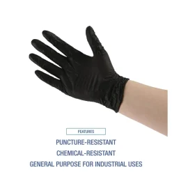 Boardwalk 4.4 mil General Purpose Powder-Free Disposable Nitrile Gloves - Medium, Black (100/Box)