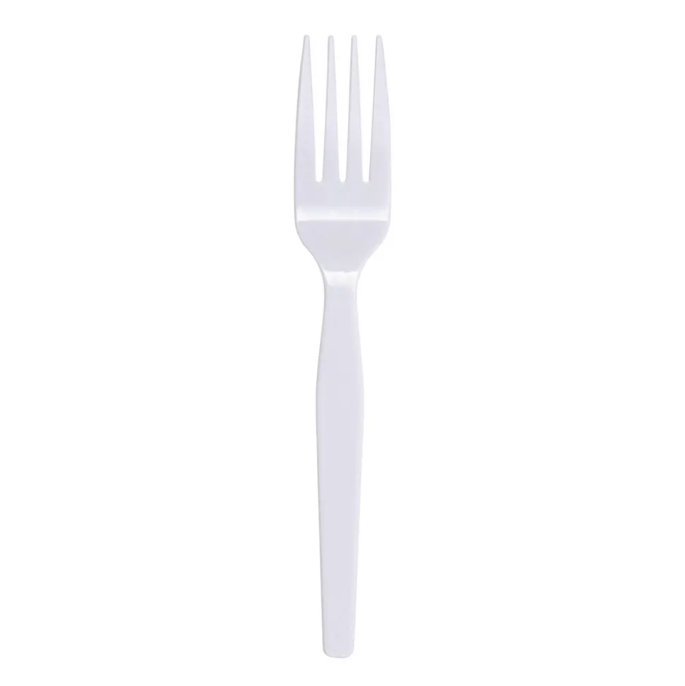 Boardwalk BWK FORKMWPS Mediumweight Polystyrene Plastic Fork Cutlery - White (100/Box, 10 Boxes/Carton)