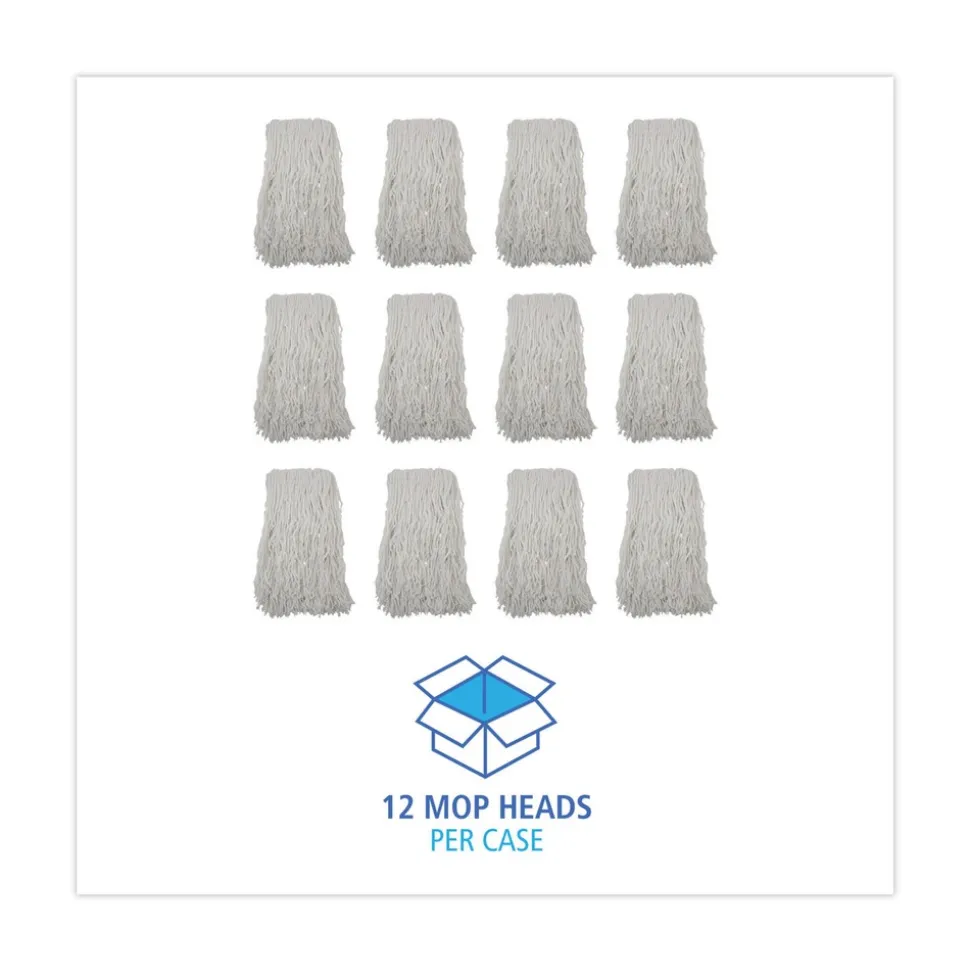 Boardwalk Banded Rayon 24 oz. Cut-End Mop Heads - White (12/Carton)