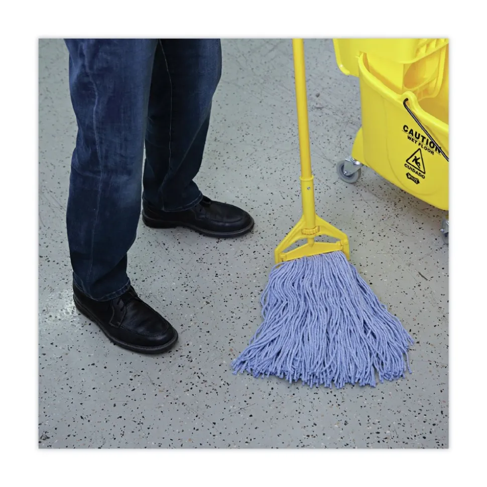 Boardwalk BWK2024B #24 Cotton/Synthetic Fiber Cut-End Standard Mop Head - Blue (12/Carton)