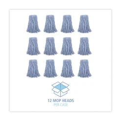 Boardwalk BWK2024B #24 Cotton/Synthetic Fiber Cut-End Standard Mop Head - Blue (12/Carton)