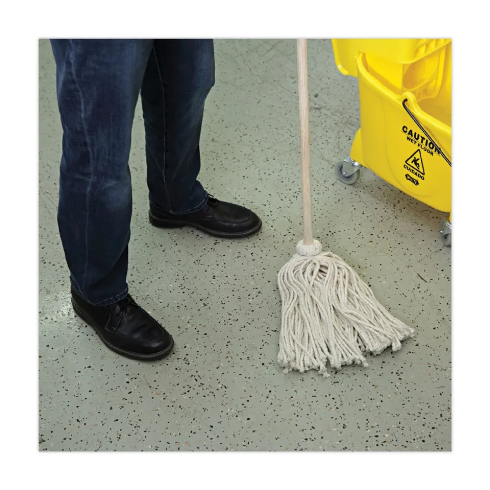 Boardwalk BWK124C 24 oz. Cotton Fiber Head Deck Mop with 54 in. Wooden Handle (6/Pack)