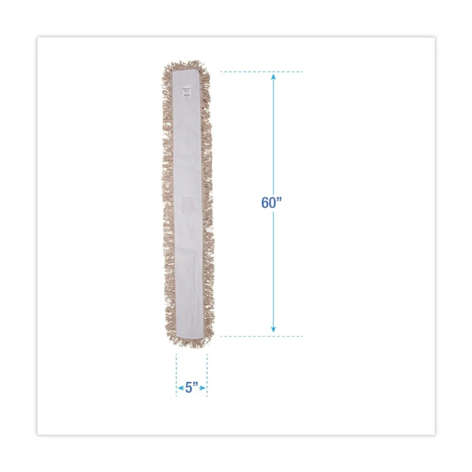 Boardwalk BWK1360 60 in. x 5 in. Hygrade Cotton Industrial Dust Mop Head - White