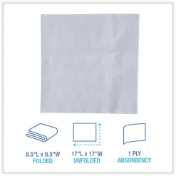 Boardwalk BWK8307 17 in. x 17 in. 1-Ply Dinner Napkin - White (3000/Carton)