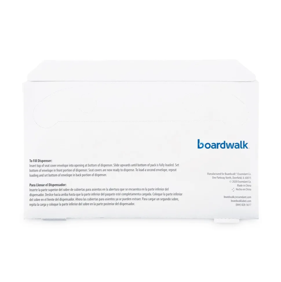 Boardwalk BWKK2500B 14.17 in. x 16.73 in. Premium Half-Fold Toilet Seat Covers - White (250/Sleeve, 10 Sleeves/Carton)