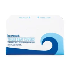 Boardwalk BWKK2500B 14.17 in. x 16.73 in. Premium Half-Fold Toilet Seat Covers - White (250/Sleeve, 10 Sleeves/Carton)