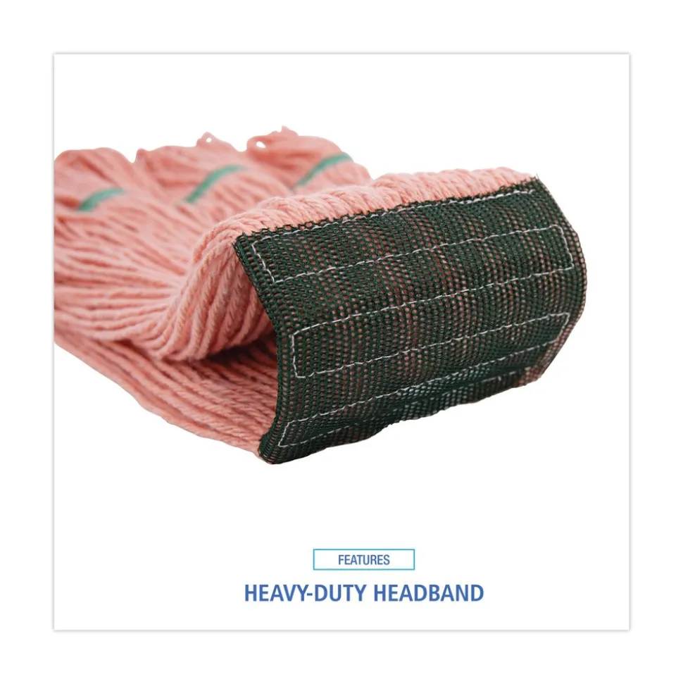 Boardwalk BWK502OR 5 in. Super Loop Cotton/Synthetic Fiber Wet Mop Head - Medium, Orange (12/Carton)