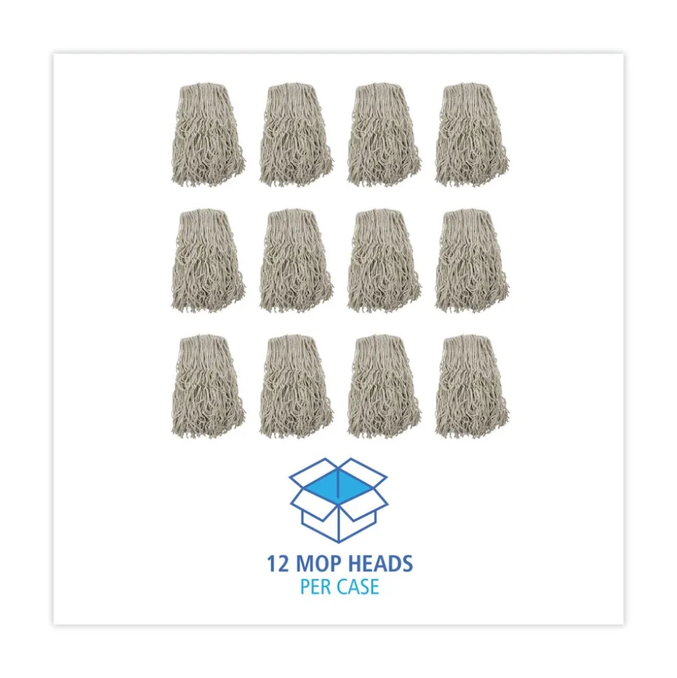 Boardwalk #32 Cut-End Cotton Mop Head - White (12/Carton)