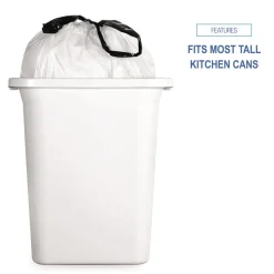 Boardwalk 13 Gallon 24 in. x 28 in. Drawstring Kitchen Bags - White (50 Bags/Roll, 2 Rolls/Carton)