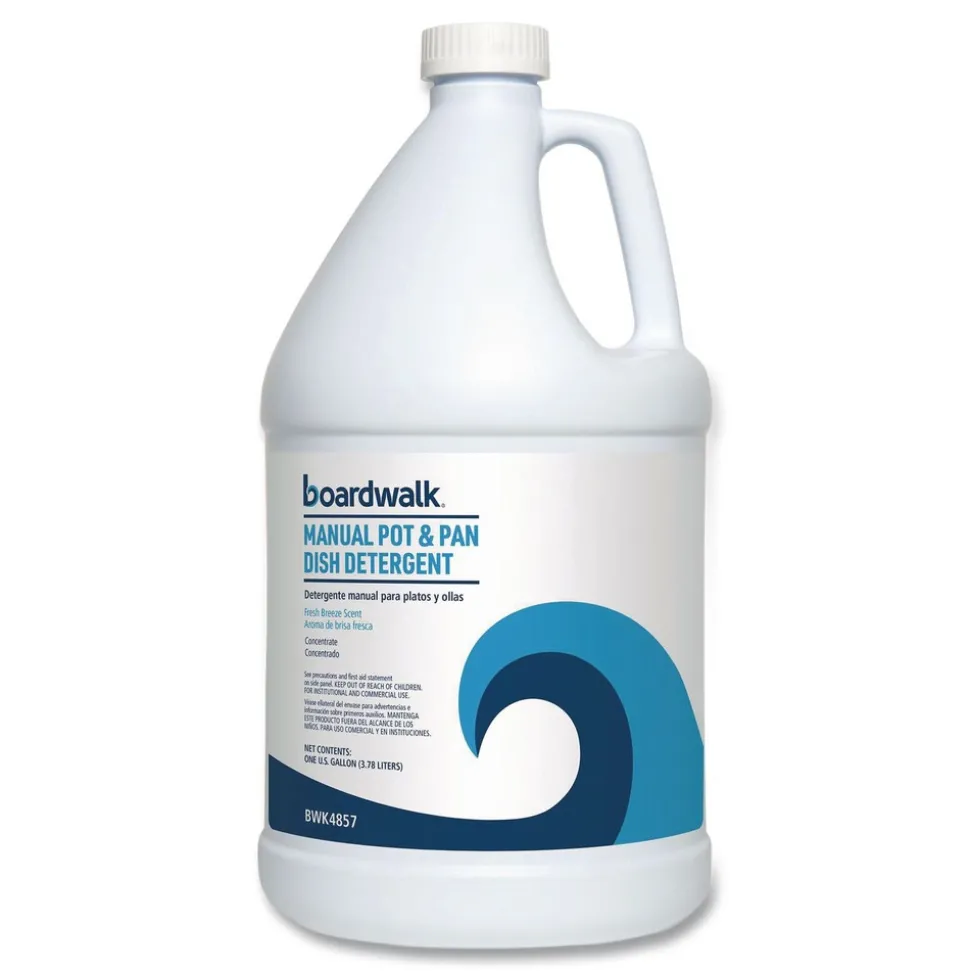 Boardwalk 1 Gallon Manual Pot and Pan Dish Detergent - Fresh Breeze Scent (4/Carton)