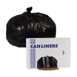 Boardwalk 60 Gallon 1.7 mil 38 in. x 58 in. Flat Pack Linear Low Density Industrial Can Liners - Black (100/Carton)