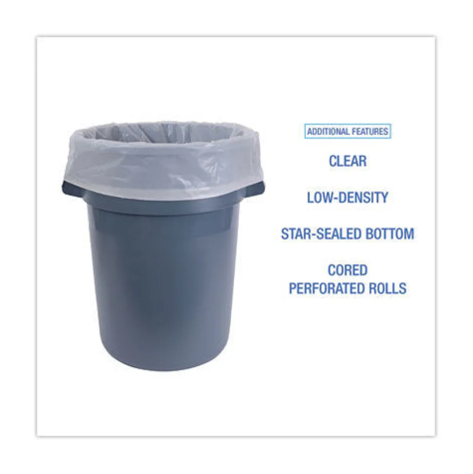 Boardwalk 60 Gallon 2.7 mil 38 in. x 63 in. Industrial Drum Liners Rolls - Clear (50/Carton)
