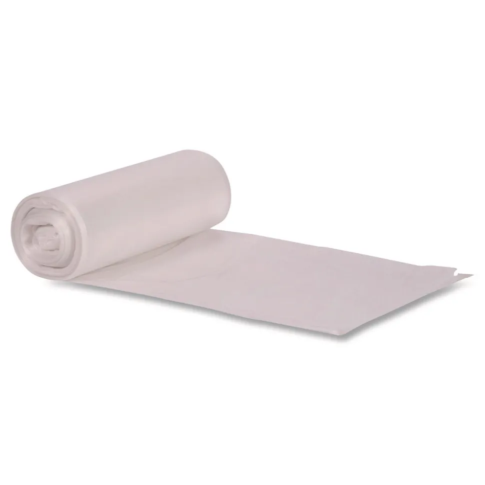 Boardwalk 30 Gallon 0.5 mil 30 in. x 36 in. Perforated Roll Low-Density Waste Can Liners - Clear (250/Carton)
