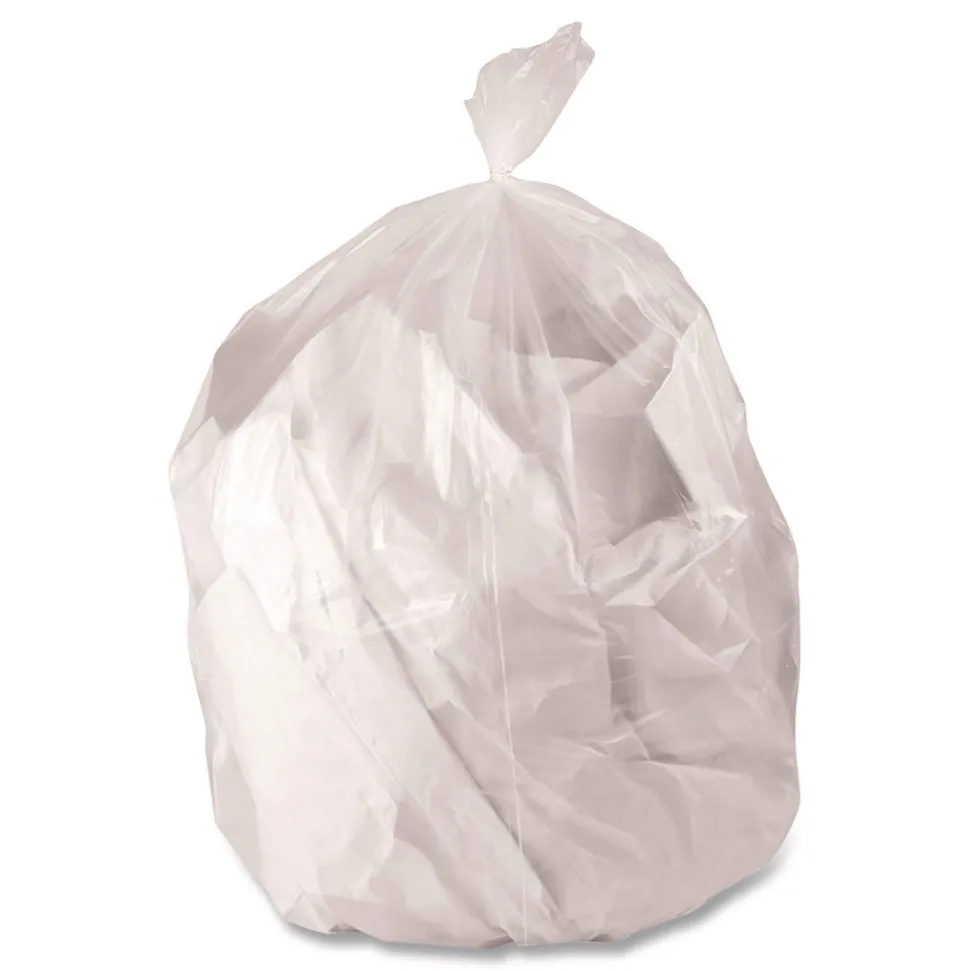 Boardwalk 30 Gallon 0.5 mil 30 in. x 36 in. Perforated Roll Low-Density Waste Can Liners - Clear (250/Carton)