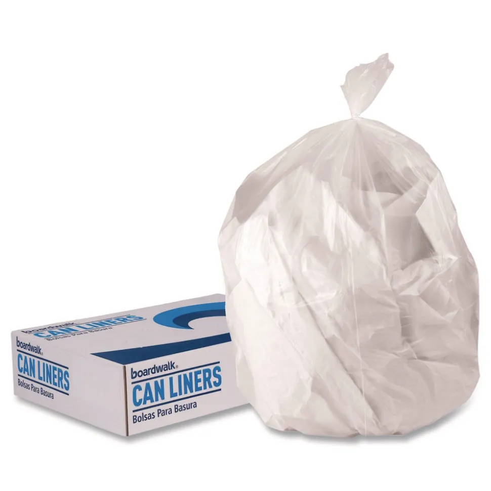 Boardwalk 30 Gallon 0.5 mil 30 in. x 36 in. Perforated Roll Low-Density Waste Can Liners - Clear (250/Carton)