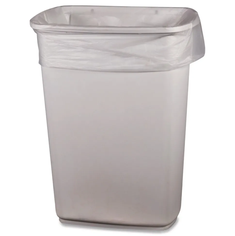 Boardwalk 16 Gallon 0.5 mil 24 in. x 32 in. Perforated Roll Low-Density Waste Can Liners - Clear (500/Carton)
