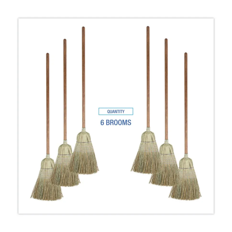 Boardwalk 60 in. Corn/Synthetic Fiber Bristle Broom - Gray/Natural (6/Carton)