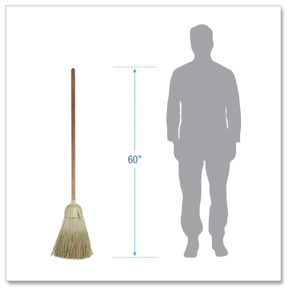 Boardwalk 60 in. Corn/Synthetic Fiber Bristle Broom - Gray/Natural (6/Carton)