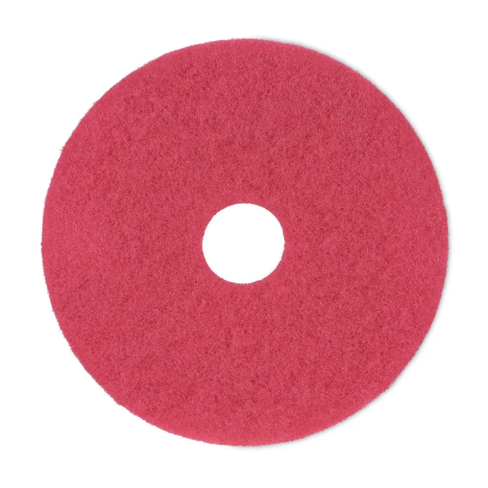Boardwalk 16 in. Diameter Buffing Floor Pads - Red (5/Carton)