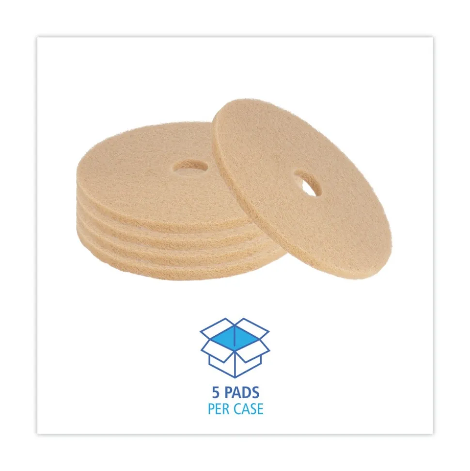 Boardwalk 20 in. Diameter Burnishing Floor Pads - Tan (5/Carton)