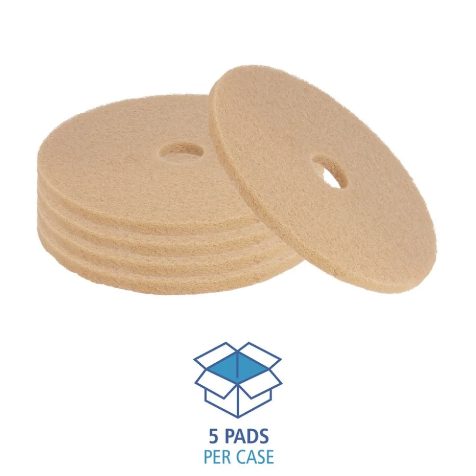 Boardwalk 27 in. Diameter Burnishing Floor Pads - Tan (5/Carton)