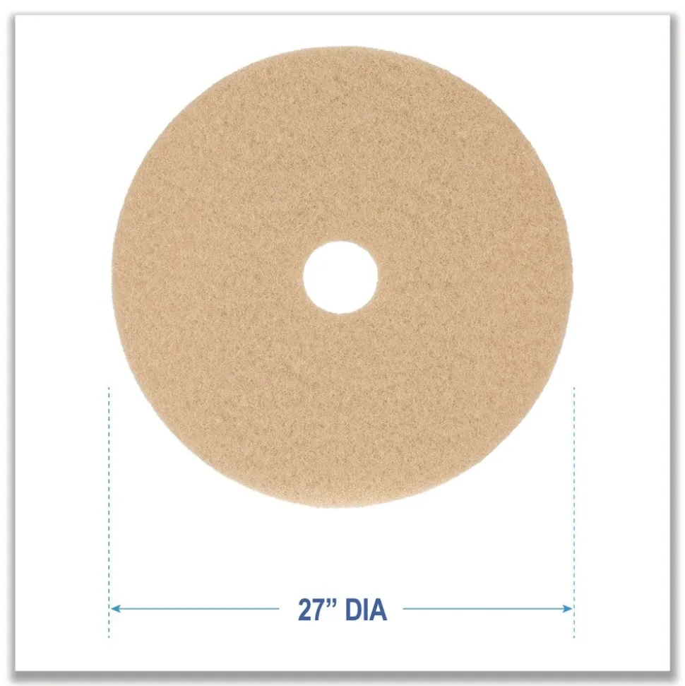 Boardwalk 27 in. Diameter Burnishing Floor Pads - Tan (5/Carton)