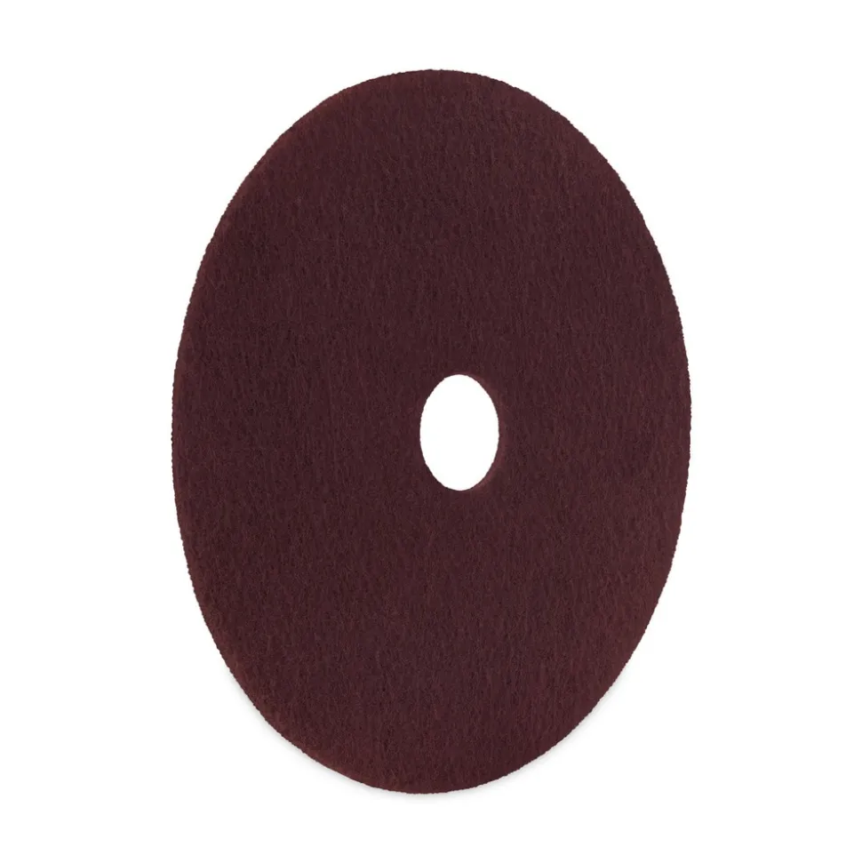Boardwalk 16 in. Diameter Deep Scrub Pads - Maroon (10/Carton)