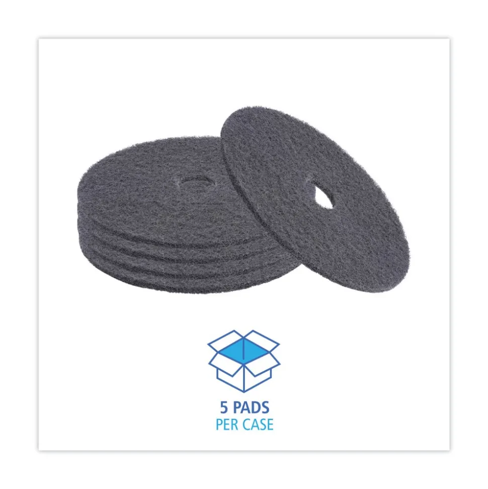 Boardwalk 20 in. Diameter High Performance Stripping Floor Pads - Black (5/Carton)